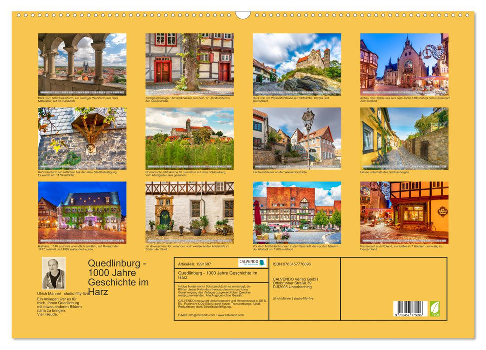 Quedlinburg - 1000 Jahre Geschichte im Harz (CALVENDO Wandkalender 2026)
