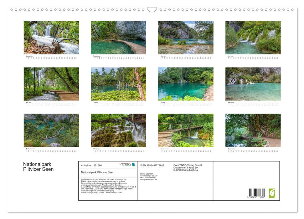 Nationalpark Plitvicer Seen (CALVENDO Wandkalender 2026)