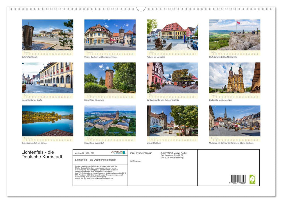 Lichtenfels - die Deutsche Korbstadt (CALVENDO Wandkalender 2026)