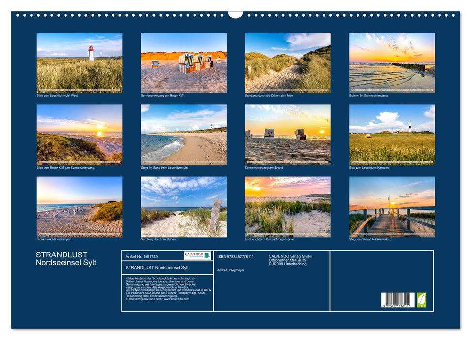 STRANDLUST Nordseeinsel Sylt (CALVENDO Wandkalender 2026)