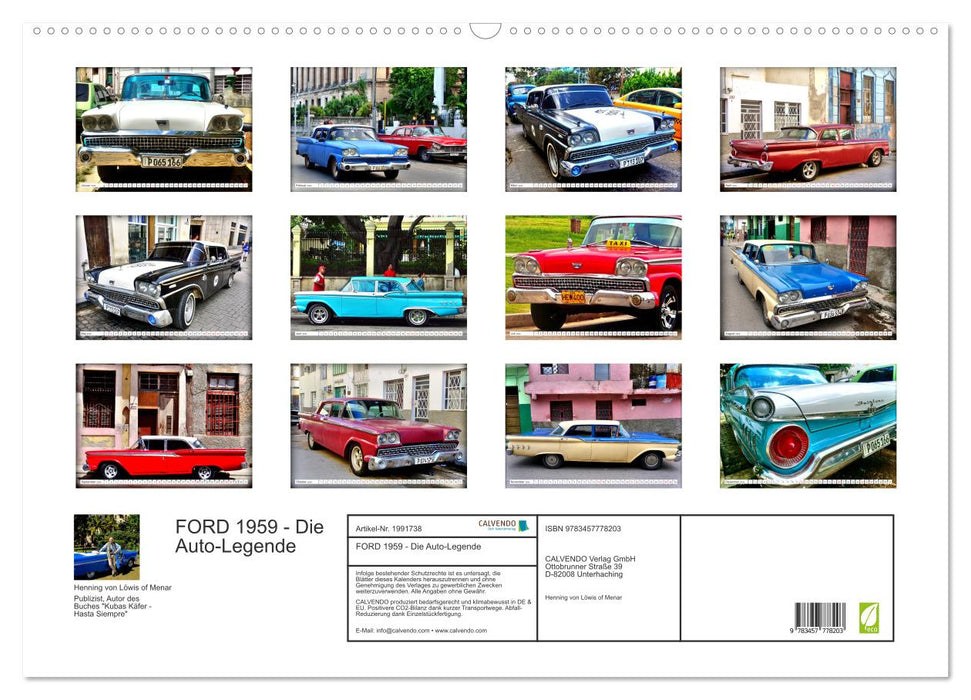 FORD 1959 - Die Auto-Legende (CALVENDO Wandkalender 2026)