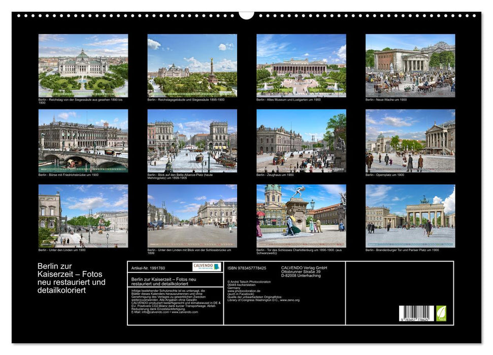 Berlin zur Kaiserzeit – Fotos neu restauriert und detailkoloriert (CALVENDO Wandkalender 2026)