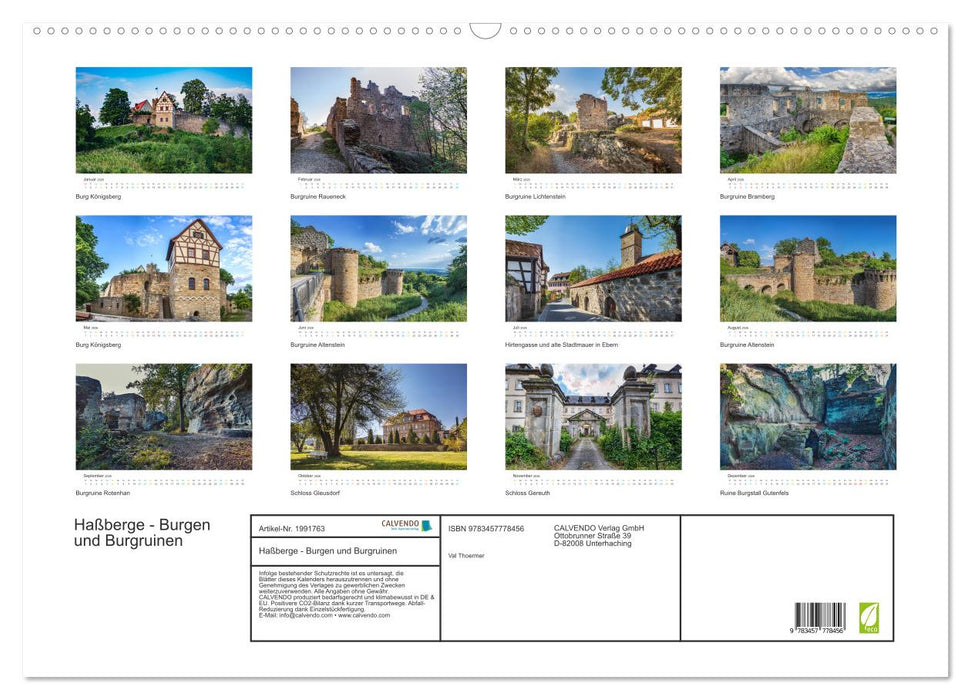Haßberge - Burgen und Burgruinen (CALVENDO Wandkalender 2026)