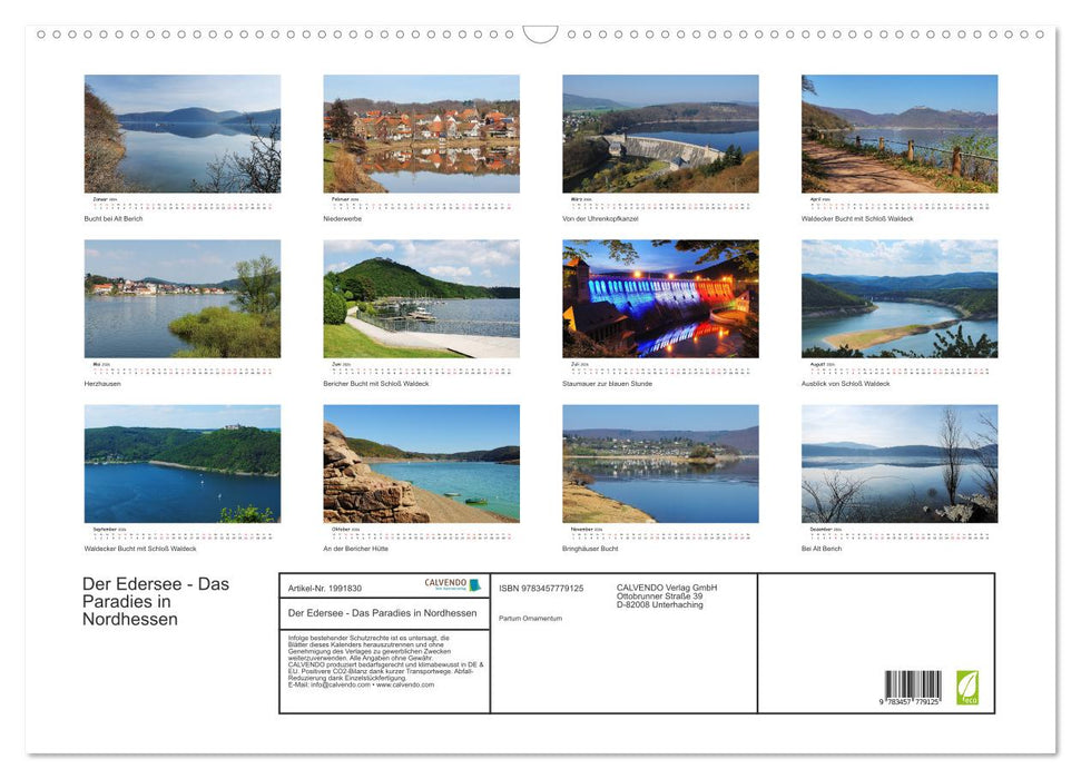 Der Edersee - Das Paradies in Nordhessen (CALVENDO Wandkalender 2026)