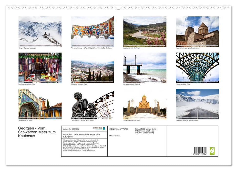 Georgien - Vom Schwarzen Meer zum Kaukasus (CALVENDO Wandkalender 2026)