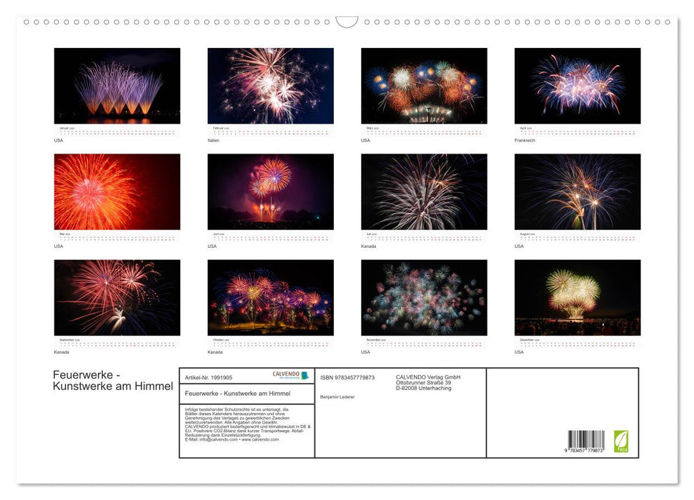 Feuerwerke - Kunstwerke am Himmel (CALVENDO Wandkalender 2026)