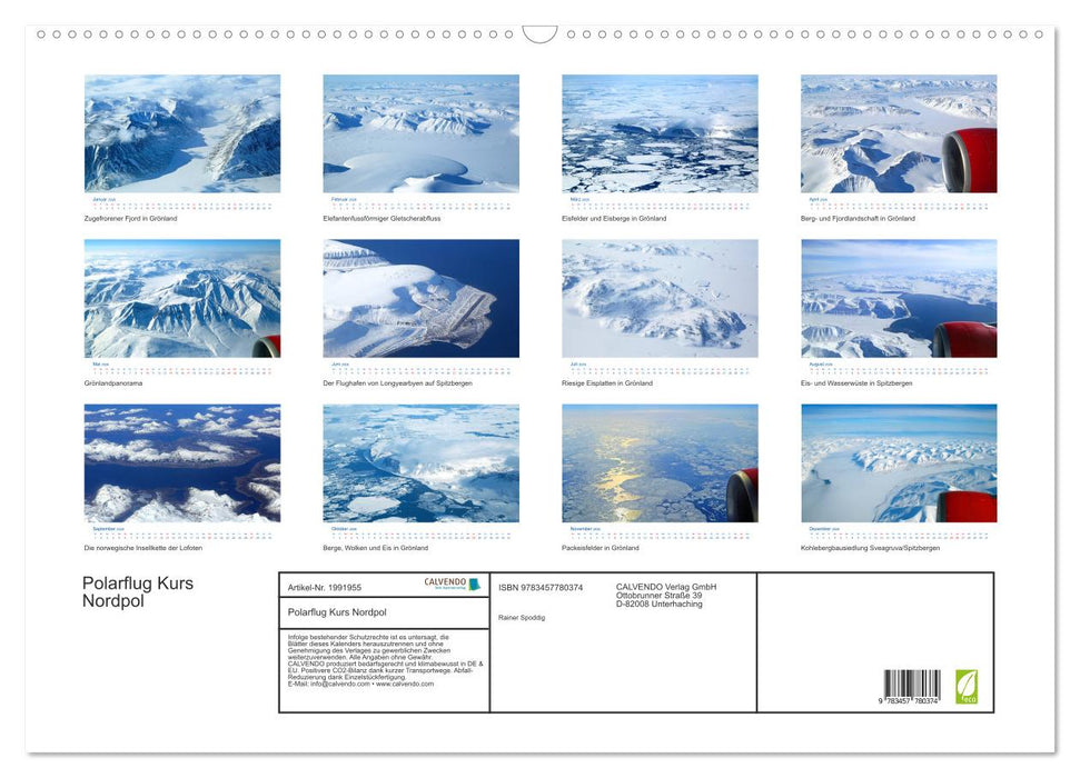 Polarflug Kurs Nordpol (CALVENDO Wandkalender 2026)