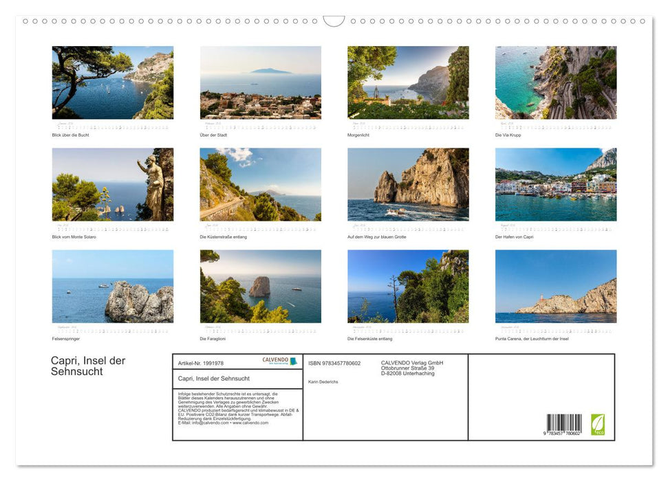 Capri, Insel der Sehnsucht (CALVENDO Wandkalender 2026)