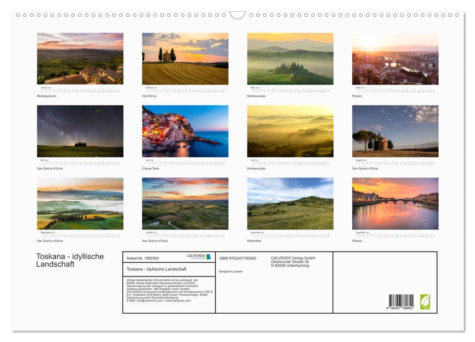 Toskana - idyllische Landschaft (CALVENDO Wandkalender 2026)