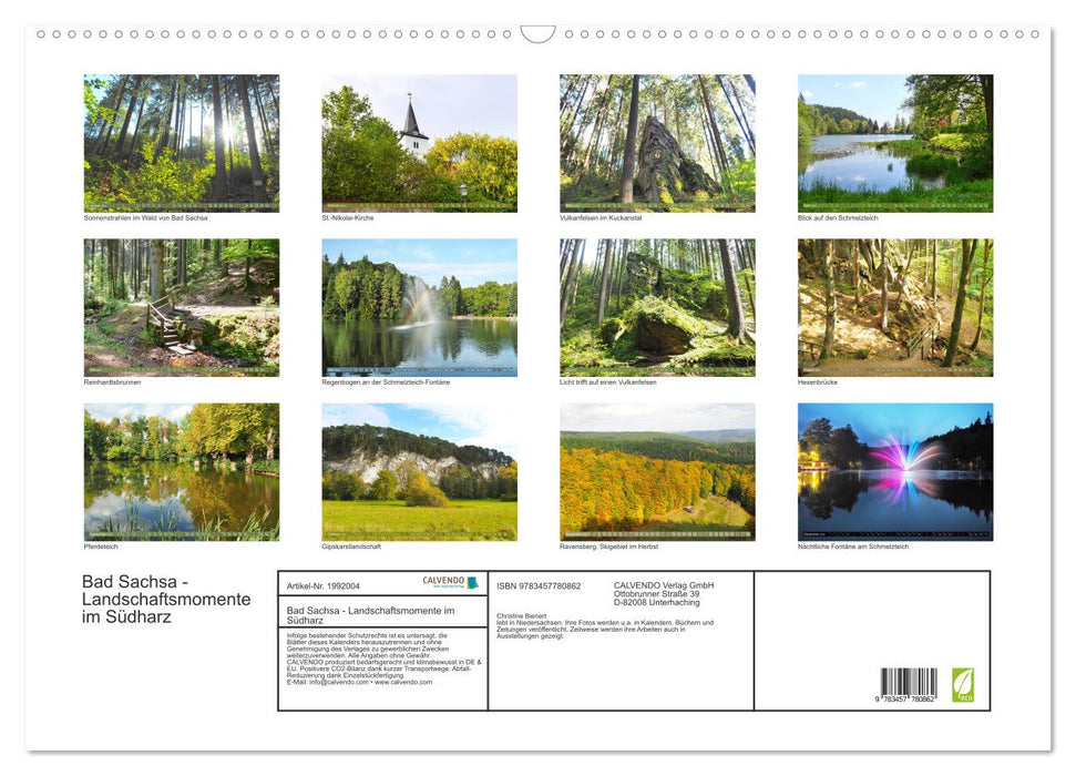 Bad Sachsa - Landschaftsmomente im Südharz (CALVENDO Wandkalender 2026)