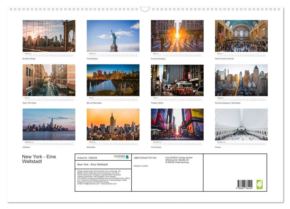 New York - Eine Weltstadt (CALVENDO Wandkalender 2026)
