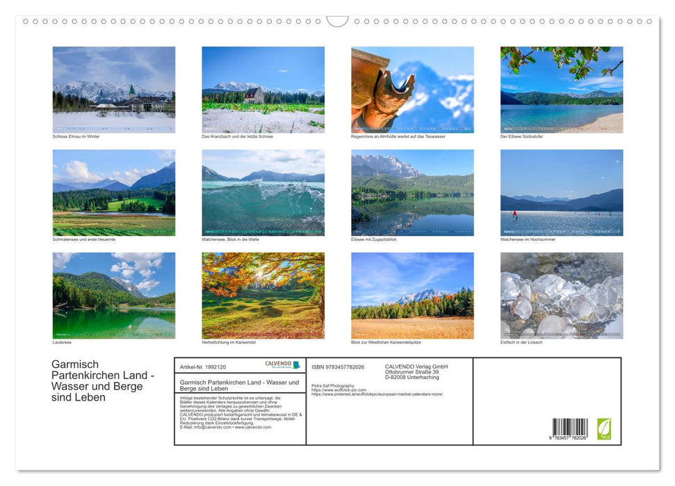 Garmisch Partenkirchen Land - Wasser und Berge sind Leben (CALVENDO Wandkalender 2026)