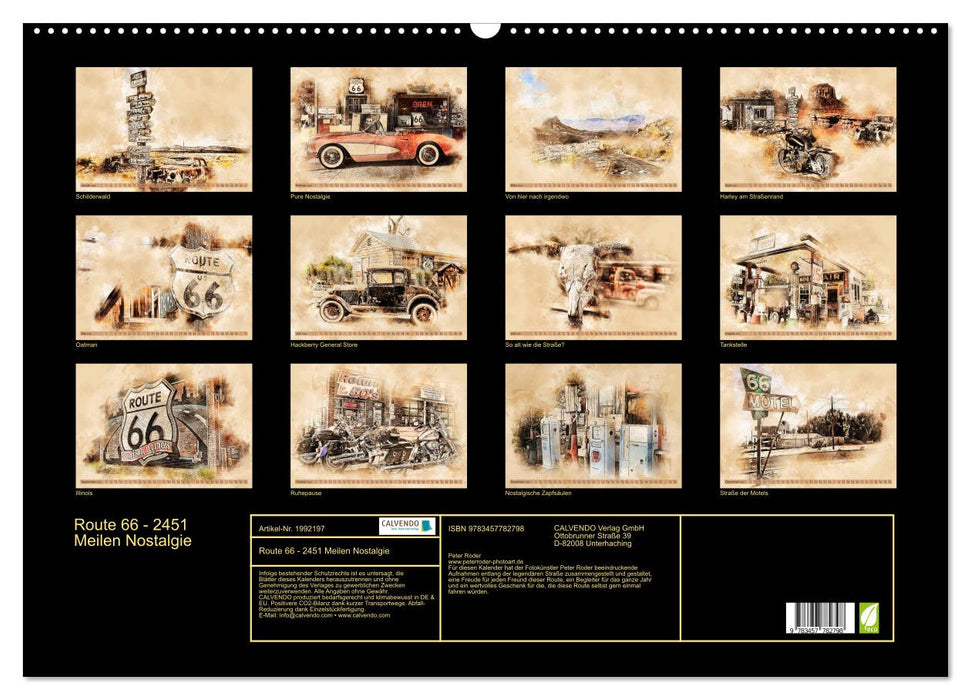 Route 66 - 2451 Meilen Nostalgie (CALVENDO Wandkalender 2026)