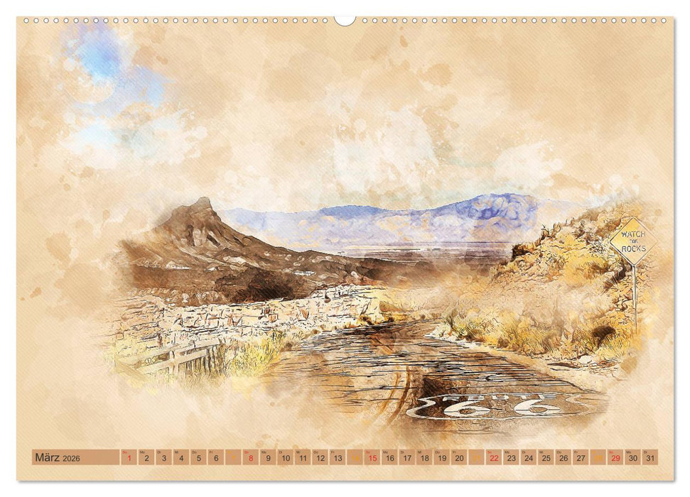 Route 66 - 2451 Meilen Nostalgie (CALVENDO Wandkalender 2026)