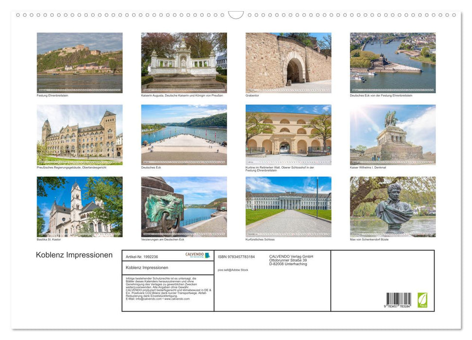 Koblenz Impressionen (CALVENDO Wandkalender 2026)