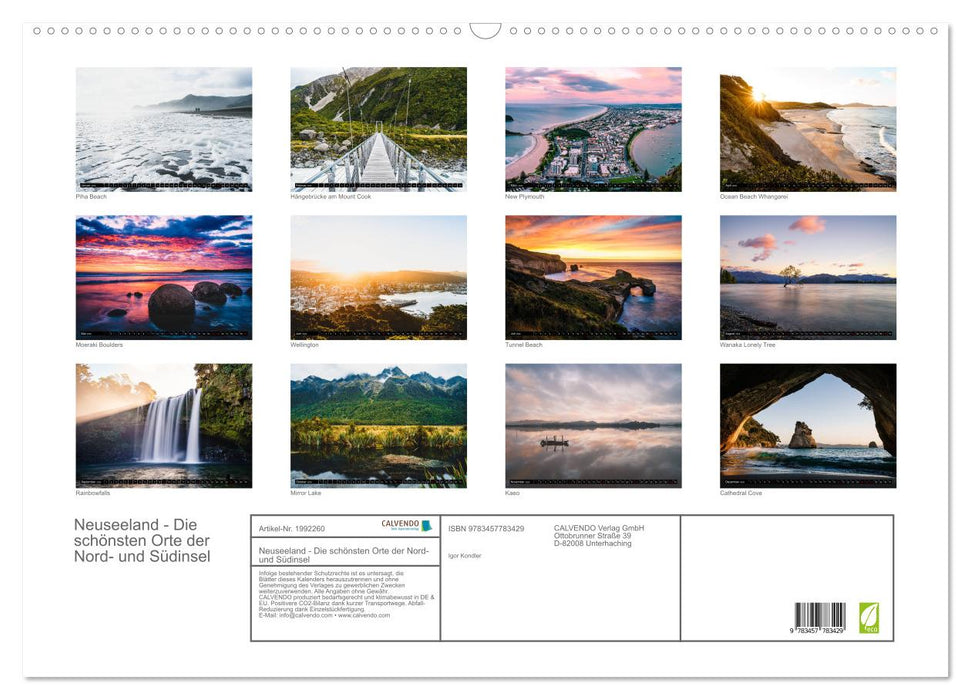 Neuseeland - Die schönsten Orte der Nord- und Südinsel (CALVENDO Wandkalender 2026)