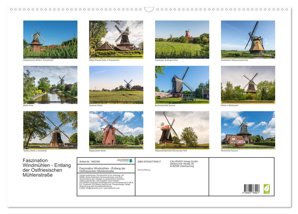 Faszination Windmühlen - Entlang der Ostfriesischen Mühlenstraße (CALVENDO Wandkalender 2026)