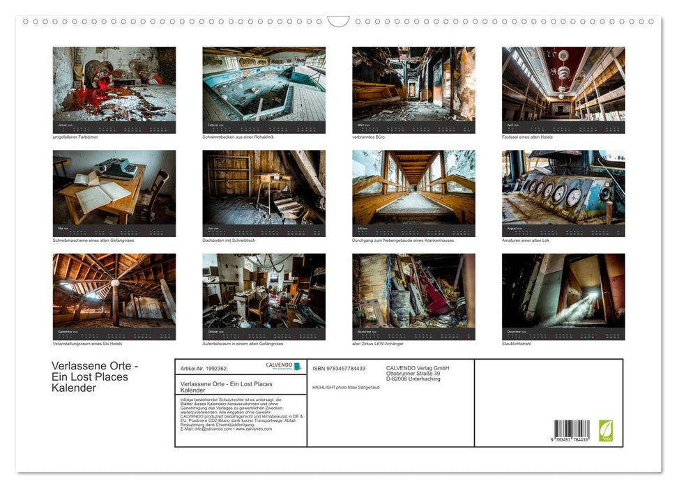 Verlassene Orte - Ein Lost Places Kalender (CALVENDO Wandkalender 2026)
