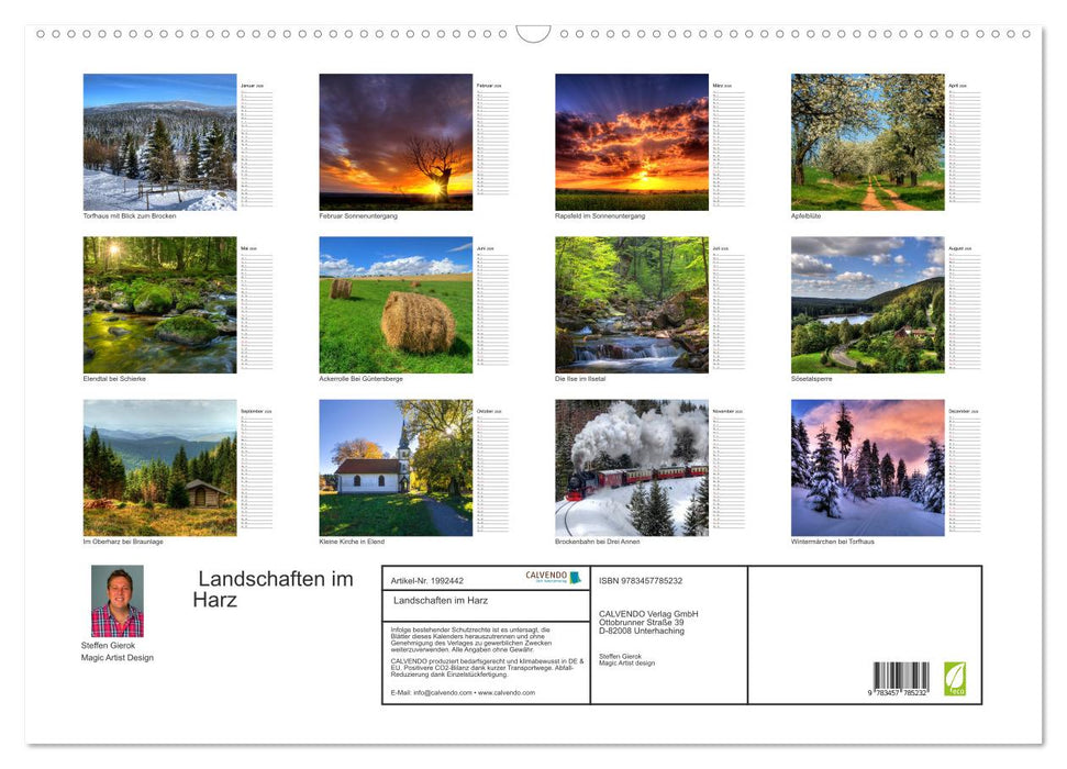 Landschaften im Harz (CALVENDO Wandkalender 2026)