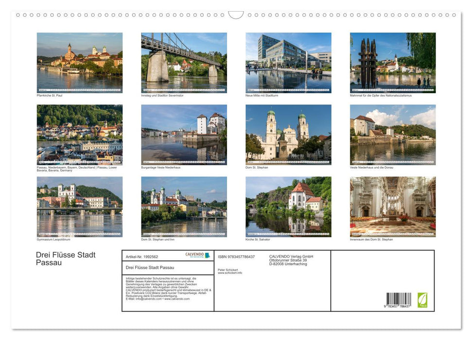 Drei Flüsse Stadt Passau (CALVENDO Wandkalender 2026)