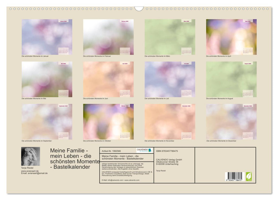 Meine Familie - mein Leben - die schönsten Momente - Bastelkalender (CALVENDO Wandkalender 2026)