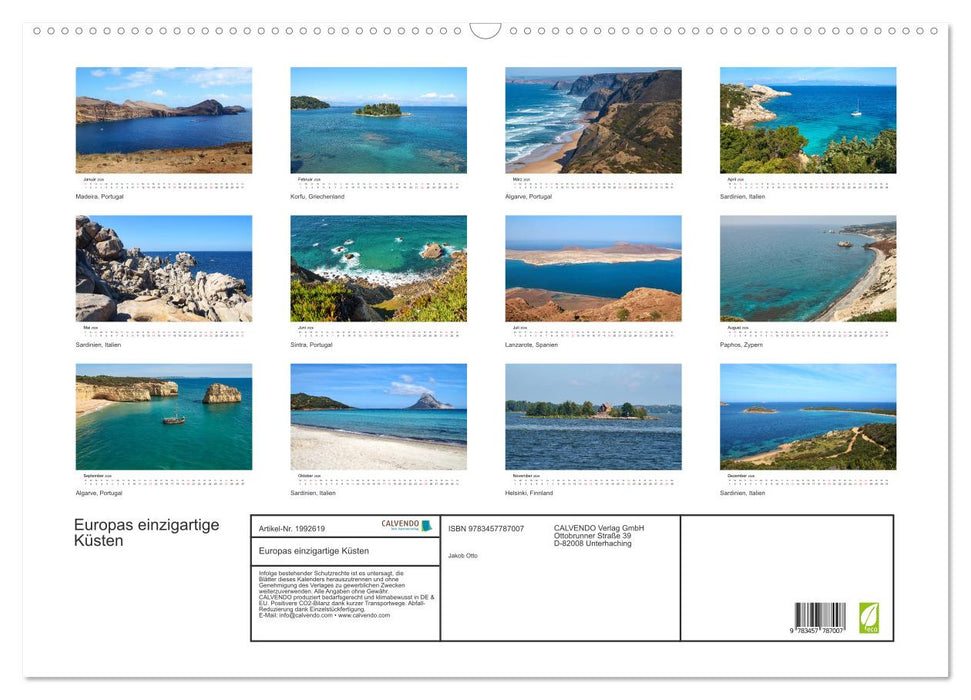 Europas einzigartige Küsten (CALVENDO Wandkalender 2026)