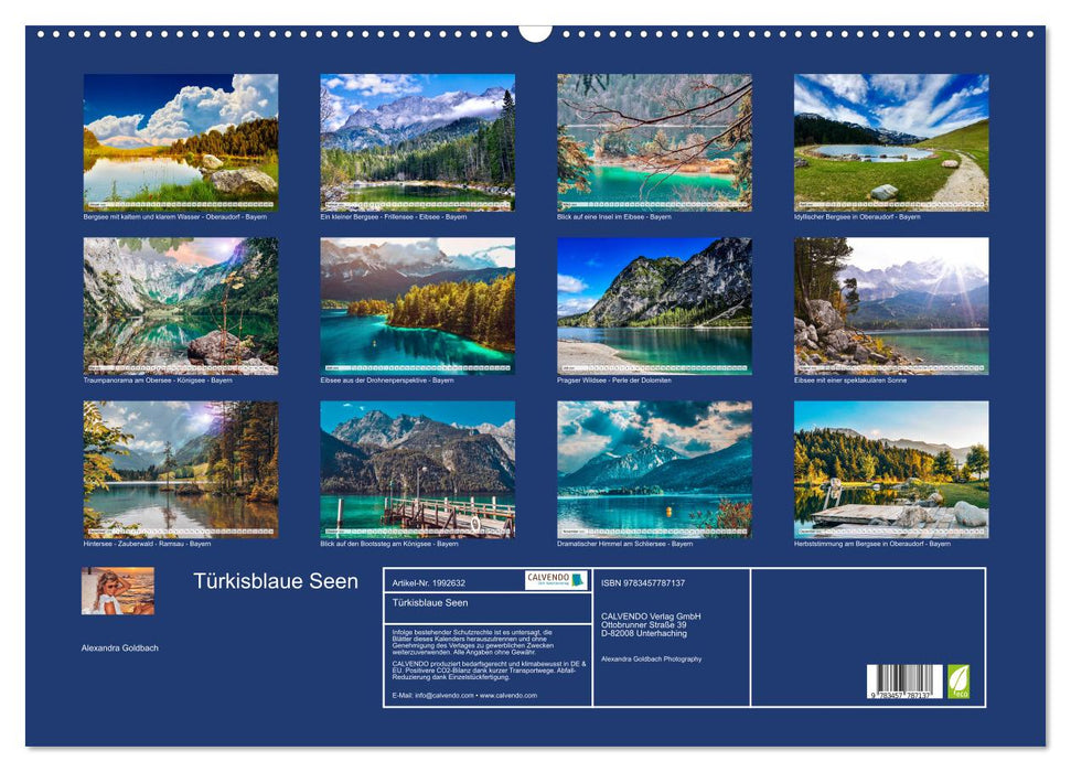 Türkisblaue Seen (CALVENDO Wandkalender 2026)