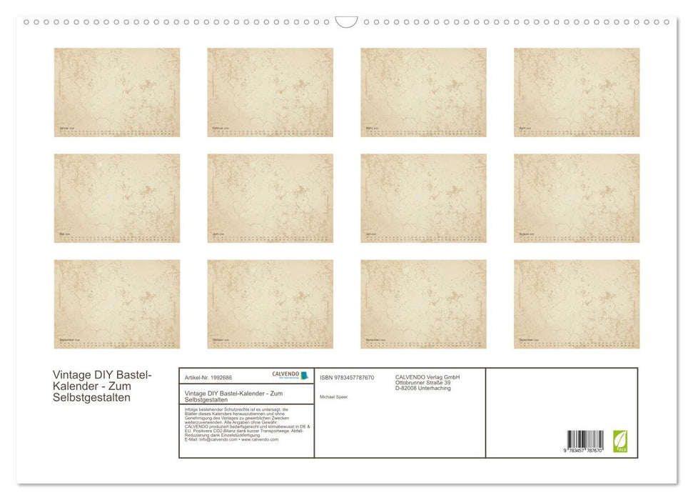 Vintage DIY Bastel-Kalender - Zum Selbstgestalten (CALVENDO Wandkalender 2026)