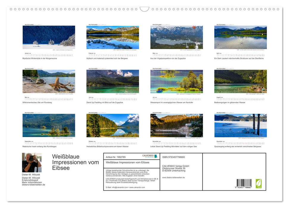 Weißblaue Impressionen vom Eibsee (CALVENDO Wandkalender 2026)