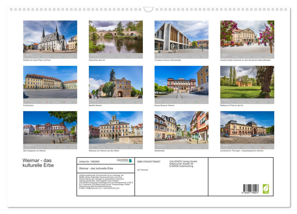 Weimar - das kulturelle Erbe (CALVENDO Wandkalender 2026)
