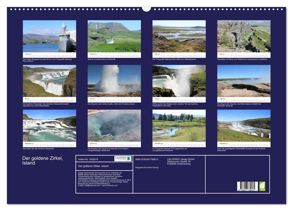 Der goldene Zirkel, Island (CALVENDO Wandkalender 2026)