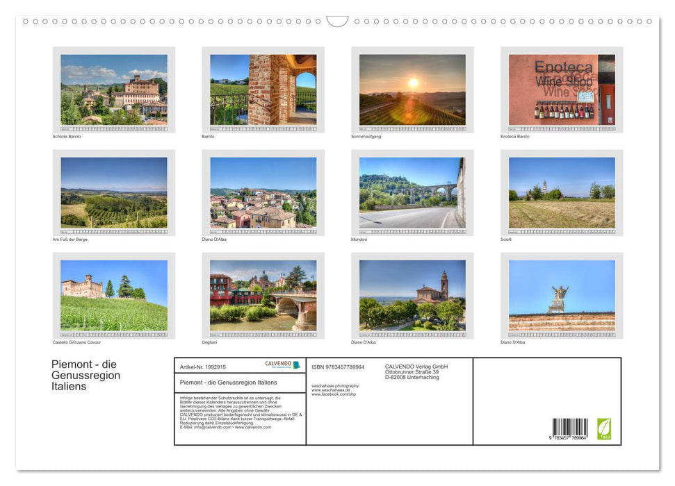 Piemont - die Genussregion Italiens (CALVENDO Wandkalender 2026)