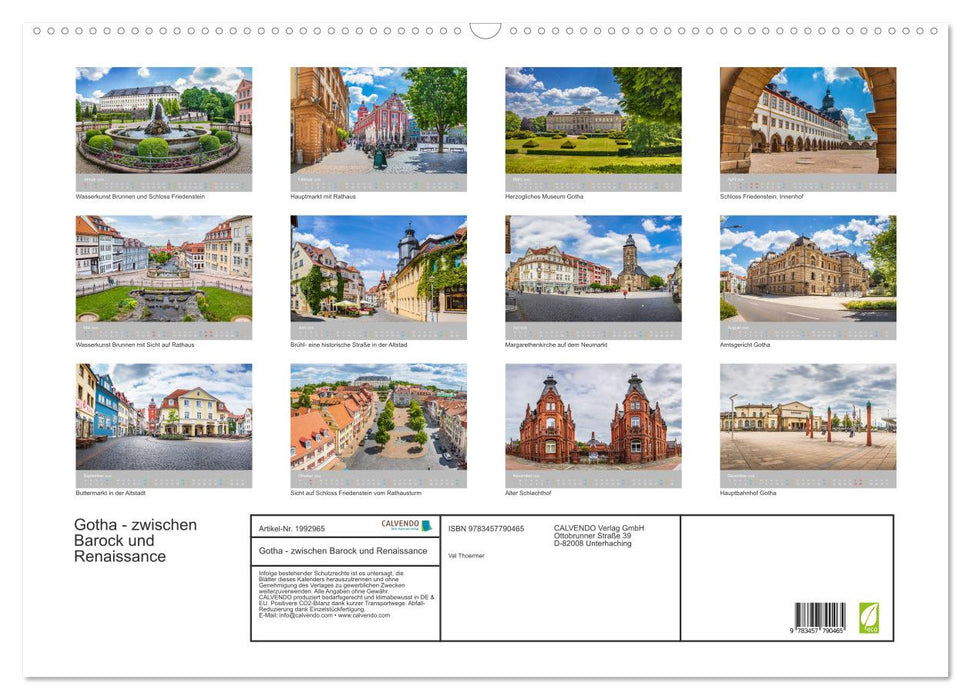 Gotha - zwischen Barock und Renaissance (CALVENDO Wandkalender 2026)