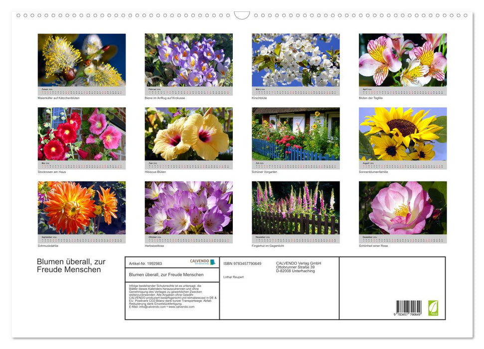 Blumen überall, zur Freude Menschen (CALVENDO Wandkalender 2026)