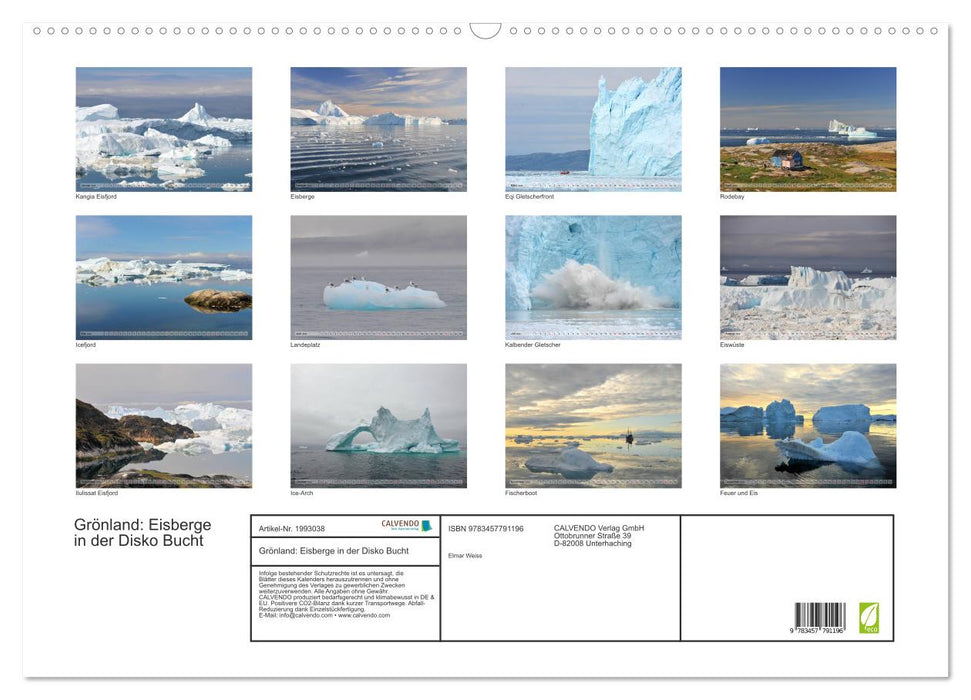 Grönland: Eisberge in der Disko Bucht (CALVENDO Wandkalender 2026)