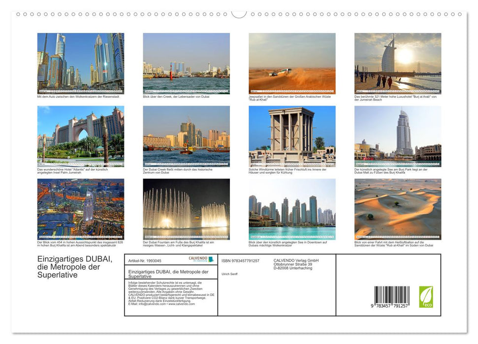 Einzigartiges DUBAI, die Metropole der Superlative (CALVENDO Wandkalender 2026)