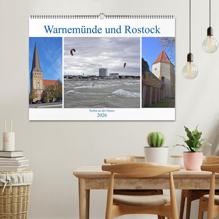Warnemünde und Rostock, Perlen an der Ostsee (CALVENDO Wandkalender 2026)