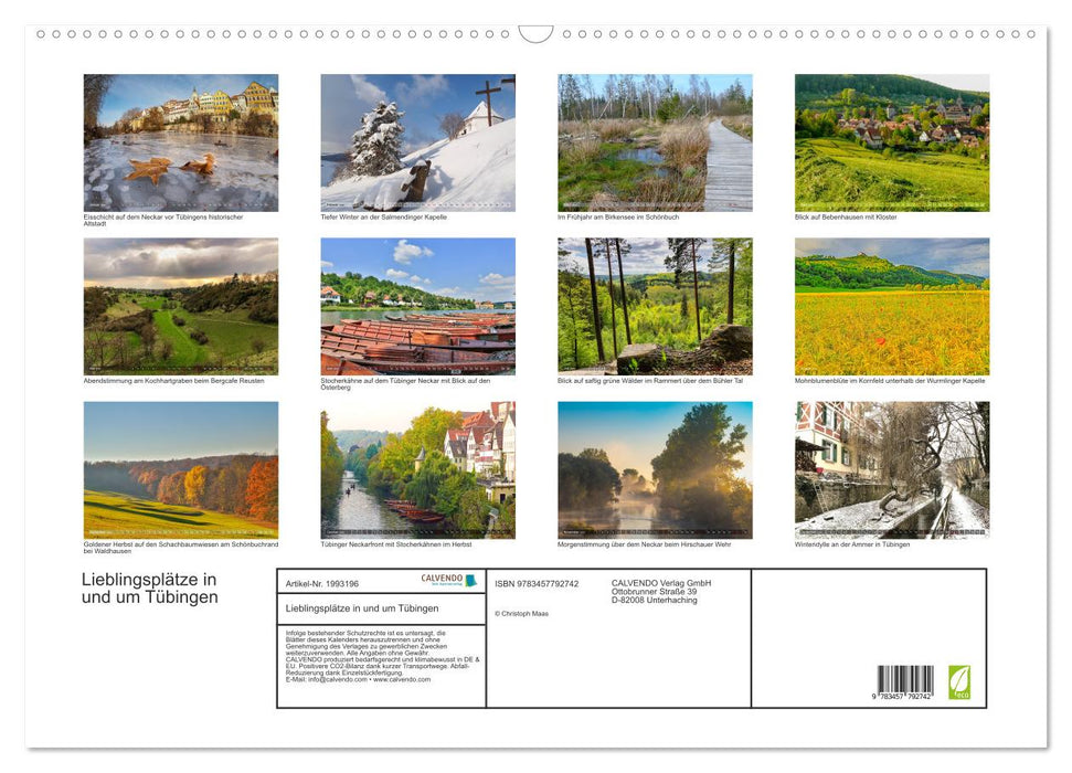Lieblingsplätze in und um Tübingen (CALVENDO Wandkalender 2026)