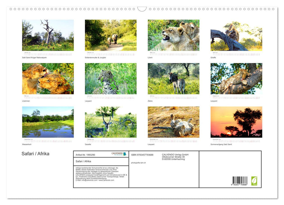 Safari / Afrika (CALVENDO Wandkalender 2026)