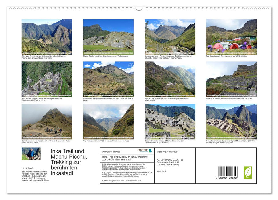 Inka Trail und Machu Picchu, Trekking zur berühmten Inkastadt (CALVENDO Wandkalender 2026)