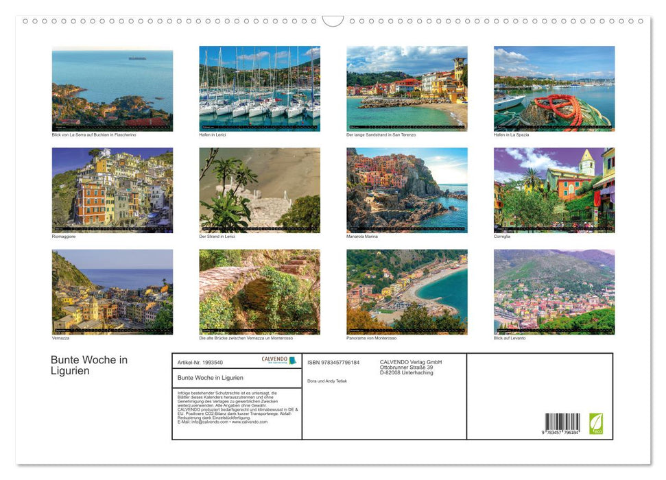 Bunte Woche in Ligurien (CALVENDO Wandkalender 2026)