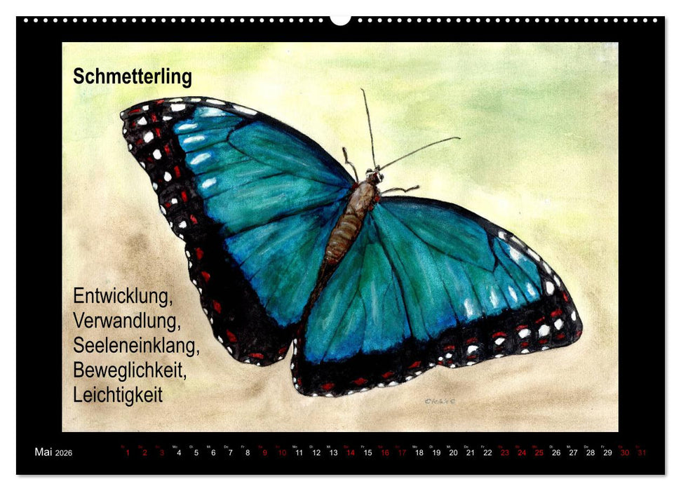 Krafttiere in Aquarell (CALVENDO Wandkalender 2026)