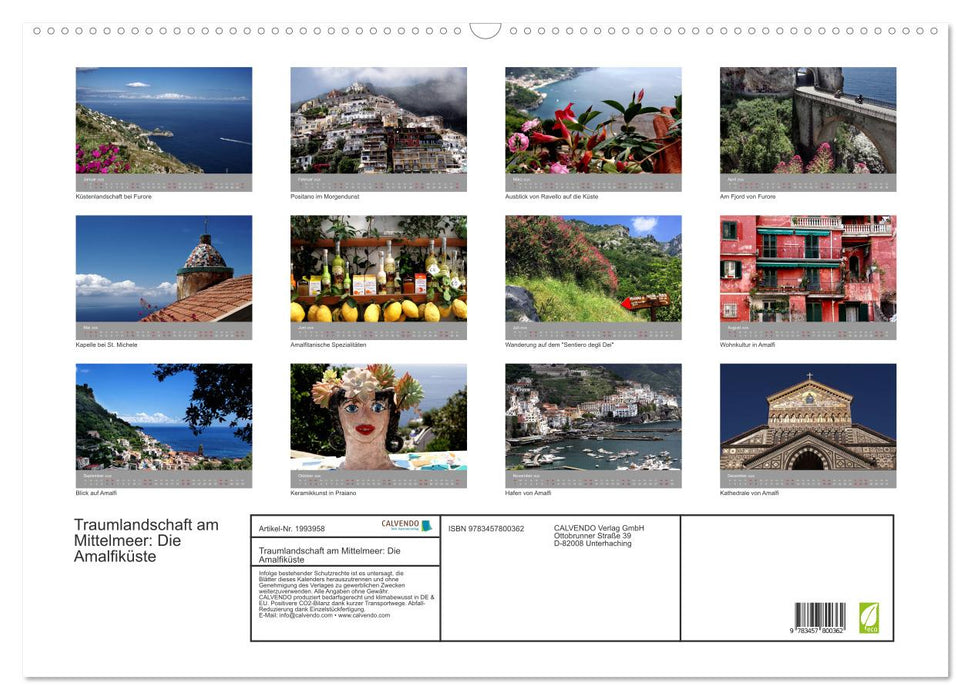 Traumlandschaft am Mittelmeer: Die Amalfiküste (CALVENDO Wandkalender 2026)