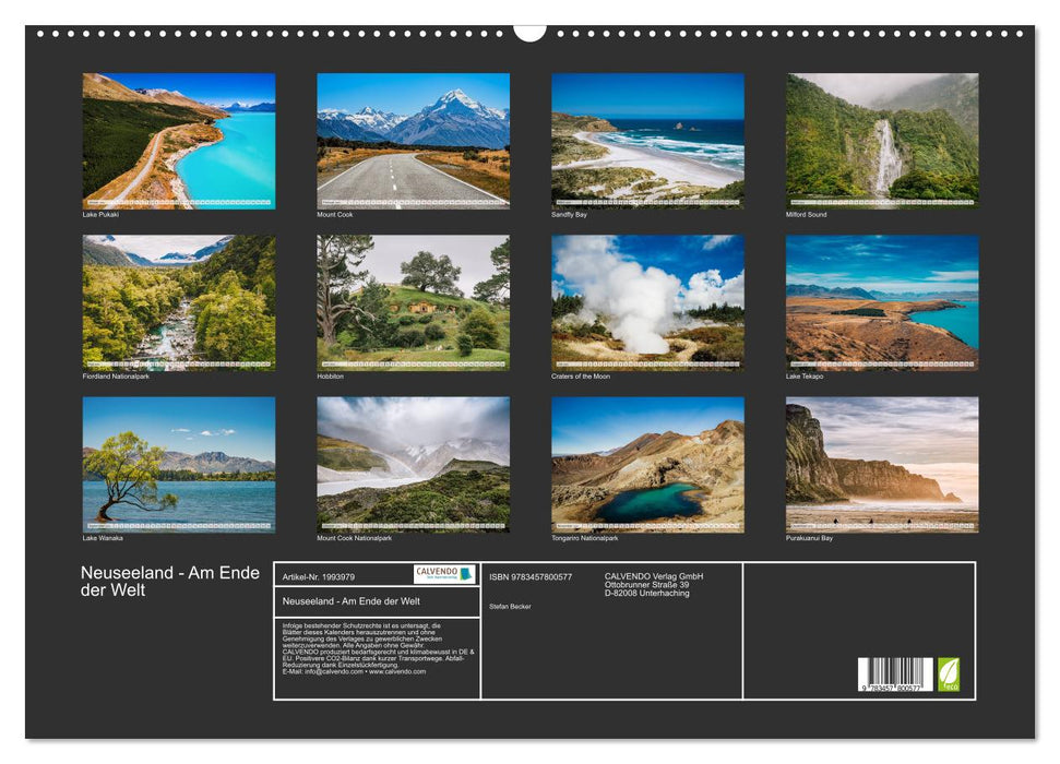 Neuseeland - Am Ende der Welt (CALVENDO Wandkalender 2026)