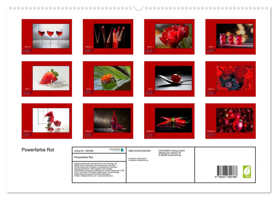 Powerfarbe Rot (CALVENDO Wandkalender 2026)