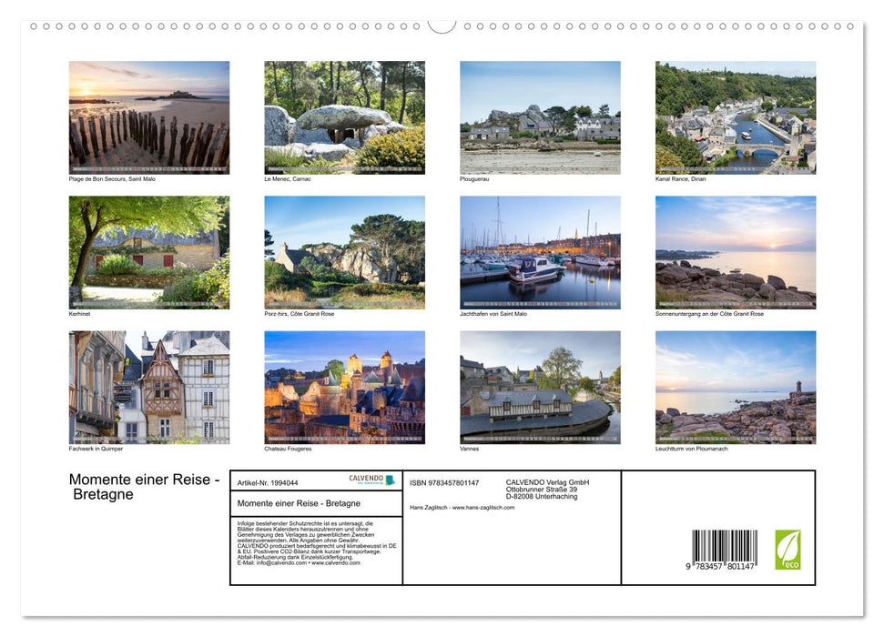 Momente einer Reise - Bretagne (CALVENDO Premium Wandkalender 2026)