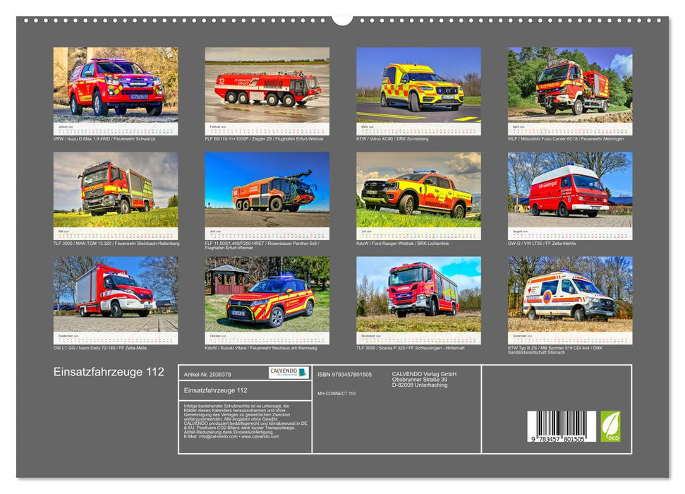 Einsatzfahrzeuge 112 (CALVENDO Premium Wandkalender 2026)