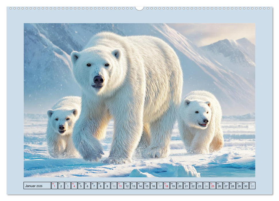 Im Reich der Eisbären. Imposante Könige des Nordlichts (CALVENDO Premium Wandkalender 2026)