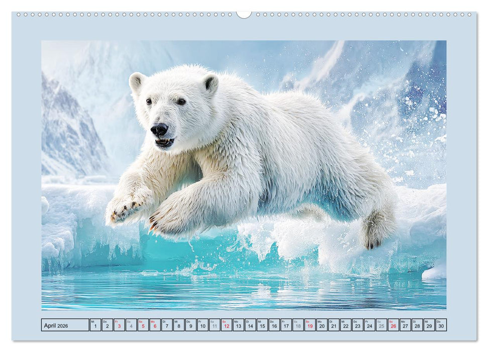 Im Reich der Eisbären. Imposante Könige des Nordlichts (CALVENDO Premium Wandkalender 2026)