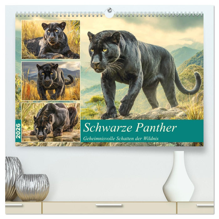 Schwarze Panther. Geheimnisvolle Schatten der Wildnis (CALVENDO Premium Wandkalender 2026)